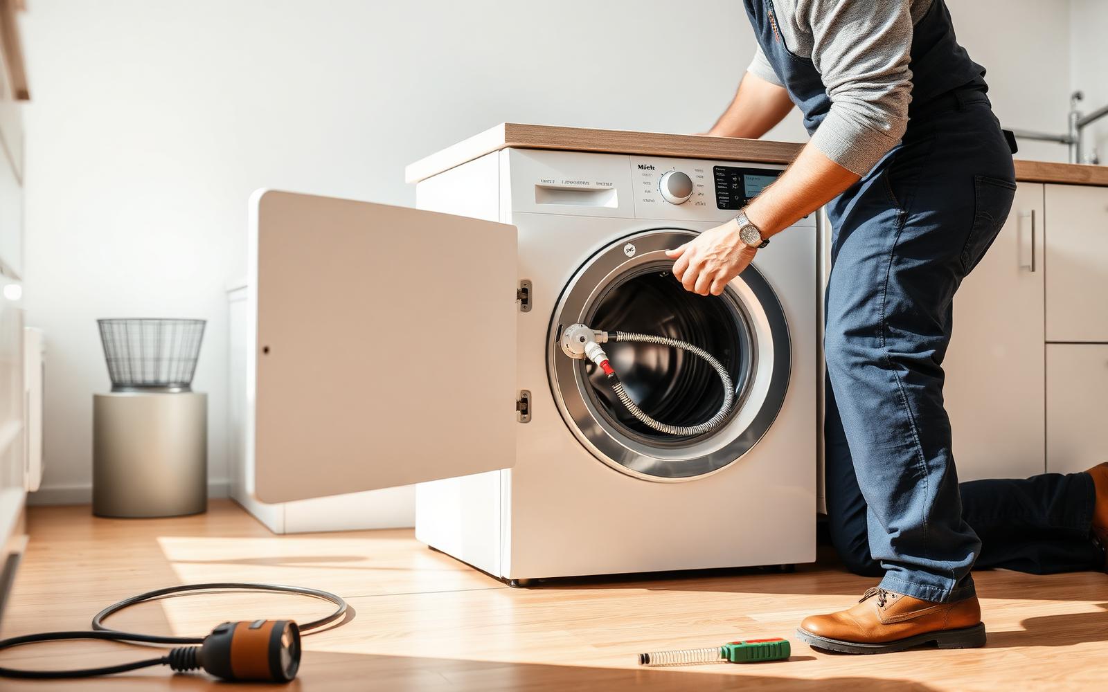 Siemens Waschmaschine wird in Berlin fachgerecht angeschlossen – Aqua-Stop, Nivellierung, Probelauf.